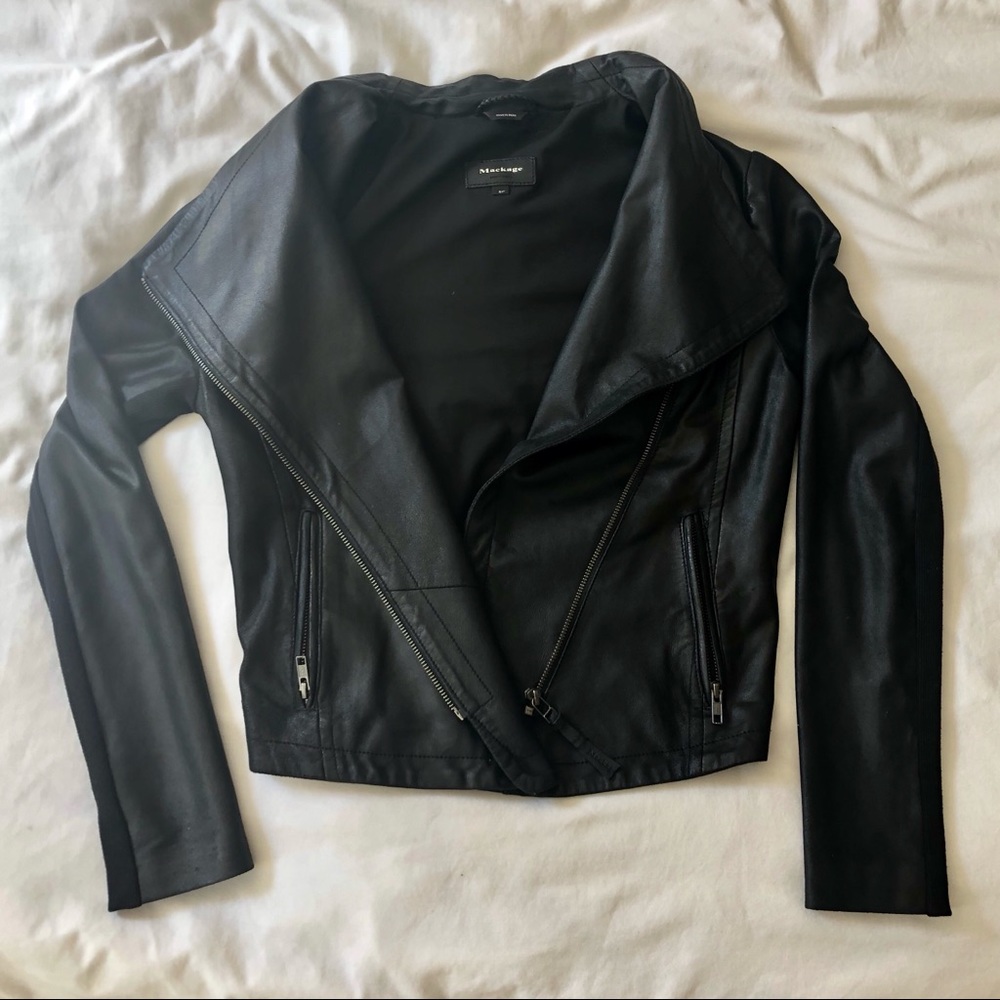 Mackage black leather jacket